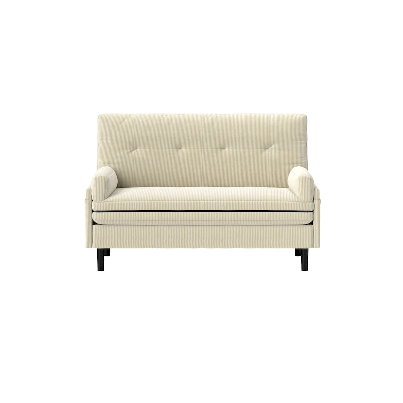 Causeuse multifonctionnelle en velours côtelé ivoire, fauteuil convertible, lit