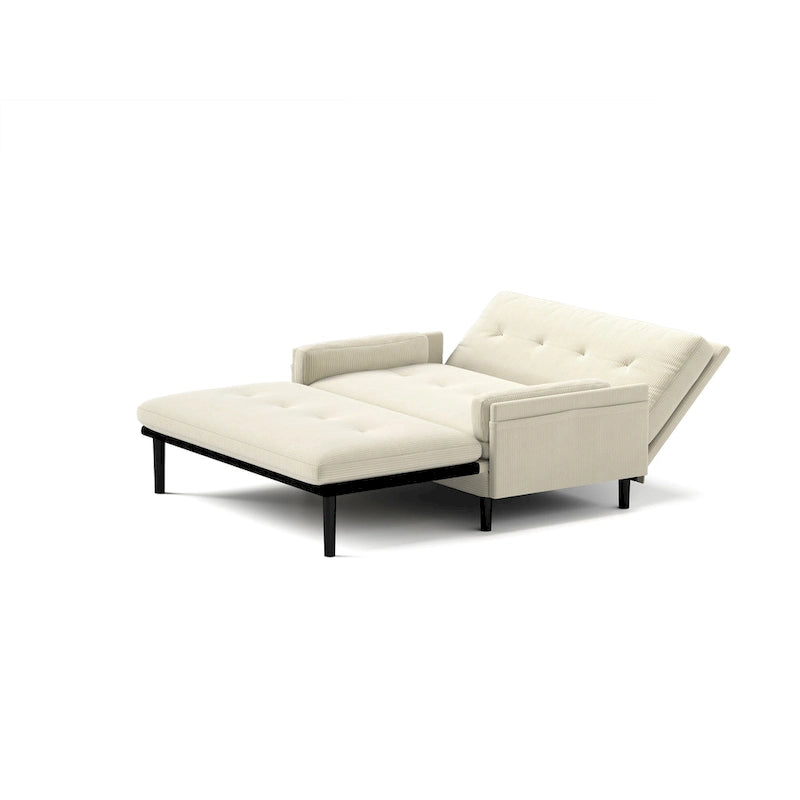 Causeuse multifonctionnelle en velours côtelé ivoire, fauteuil convertible, lit