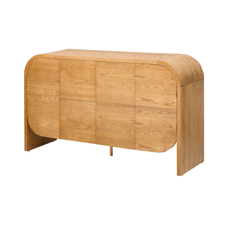 Buffet en bois avec bords incurvés et étagères réglables