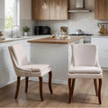 Chaises de salle à manger capitonnées en tissu chenille avec pieds en bois massif (Lot de 2)