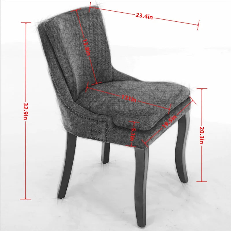 Chaises de salle à manger capitonnées en tissu chenille avec pieds en bois massif (Lot de 2)