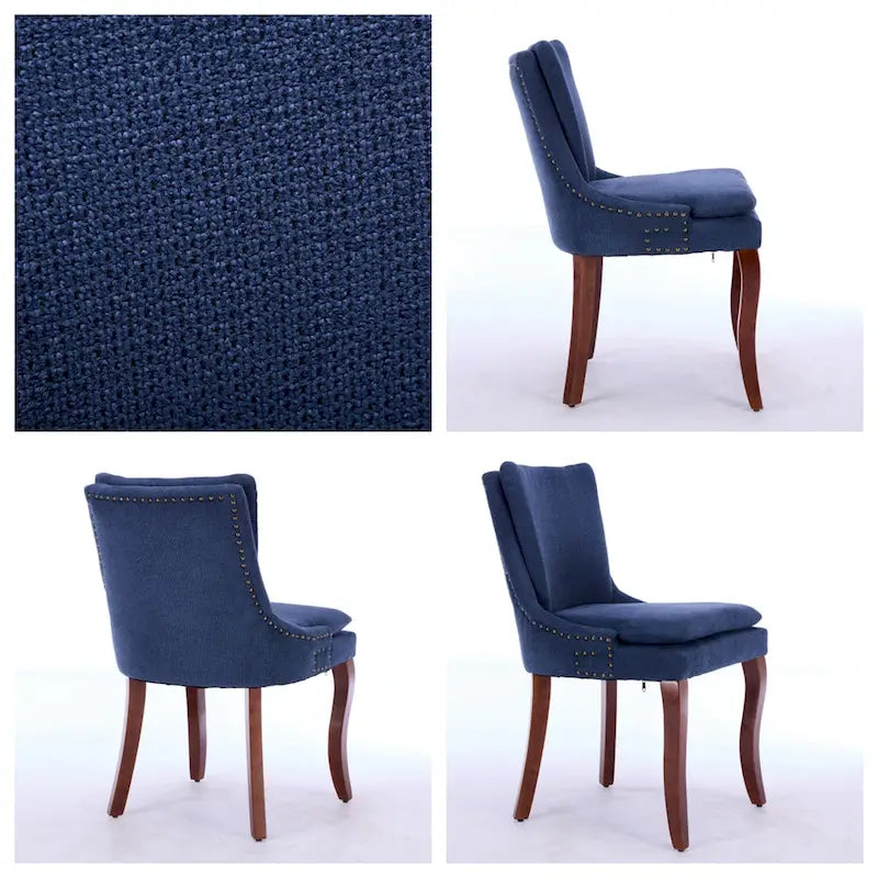 Chaises de salle à manger capitonnées en tissu chenille avec pieds en bois massif (Lot de 2)
