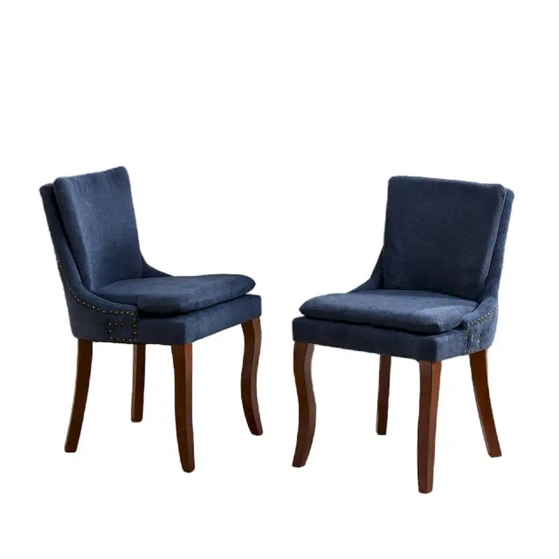 Chaises de salle à manger capitonnées en tissu chenille avec pieds en bois massif (Lot de 2)
