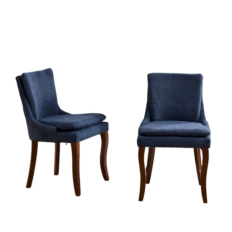 Chaises de salle à manger capitonnées en tissu chenille avec pieds en bois massif (Lot de 2)
