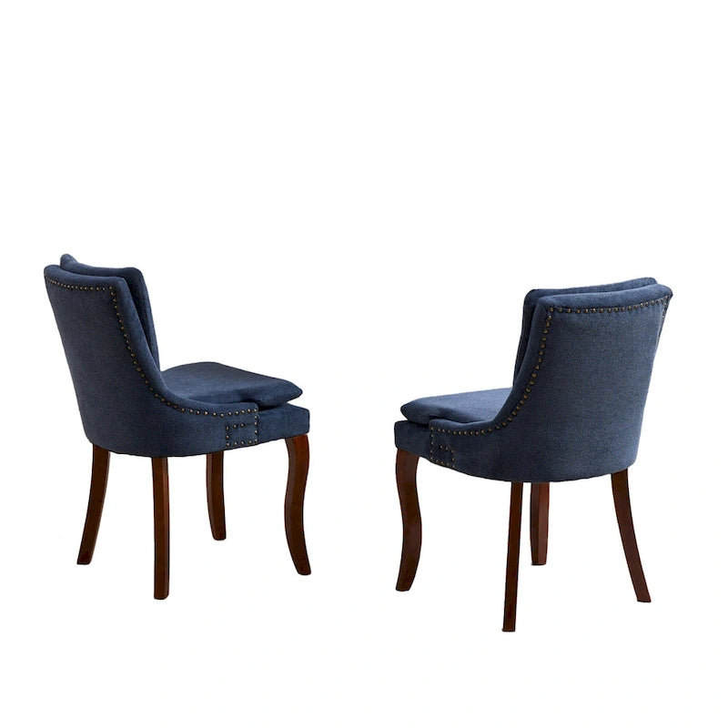 Chaises de salle à manger capitonnées en tissu chenille avec pieds en bois massif (Lot de 2)