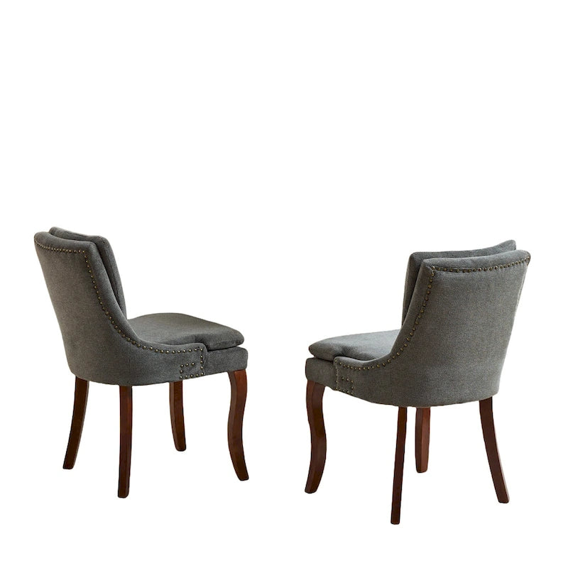 Chaises de salle à manger capitonnées en tissu chenille avec pieds en bois massif (Lot de 2)