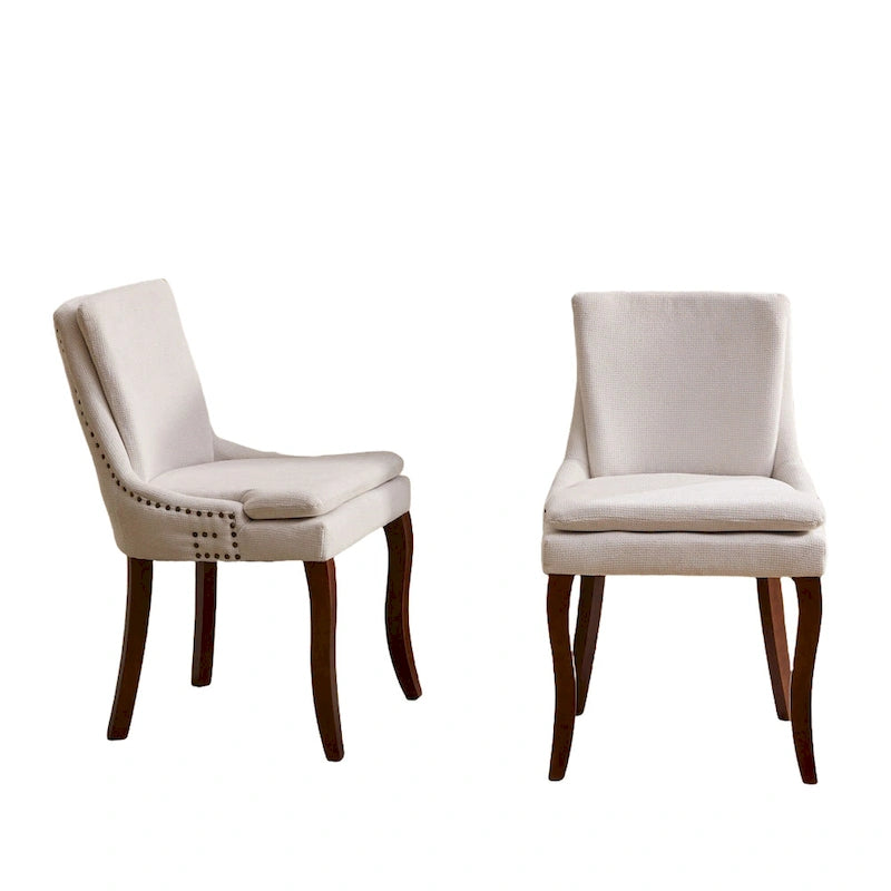Chaises de salle à manger capitonnées en tissu chenille avec pieds en bois massif (Lot de 2)