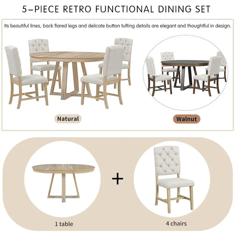 Ensembles table et chaises de salle à manger multifonctionnels, ensembles de table de salle à manger de style ferme avec rallonges pliantes amovibles, pieds en croix