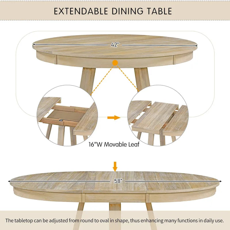 Ensembles table et chaises de salle à manger multifonctionnels, ensembles de table de salle à manger de style ferme avec rallonges pliantes amovibles, pieds en croix