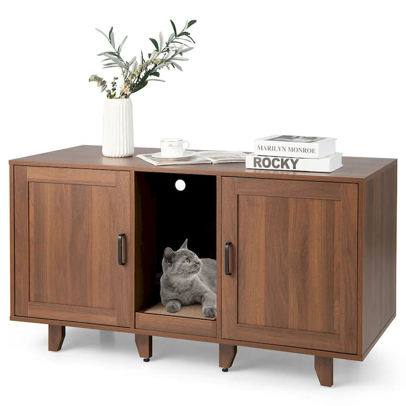 Meuble Cache Litière pour Chat, Maison de Toilette pour Chat avec