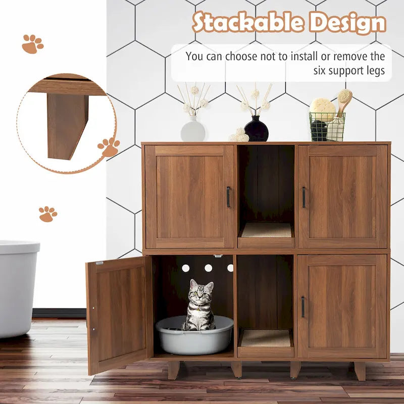 Meuble Cache Litière pour Chat, Maison de Toilette pour Chat avec