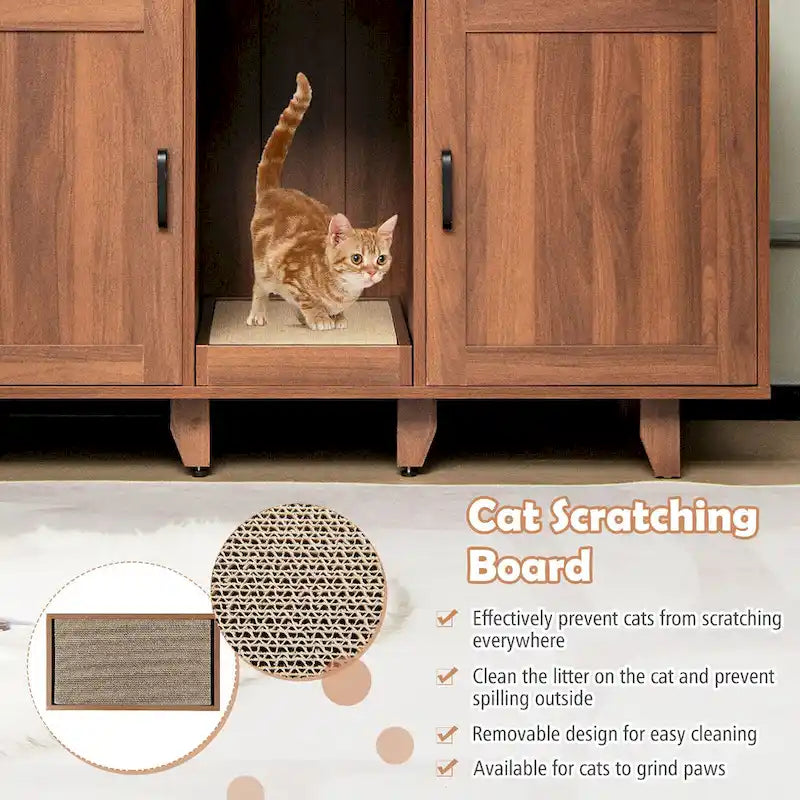 Meuble Cache Litière pour Chat, Maison de Toilette pour Chat avec