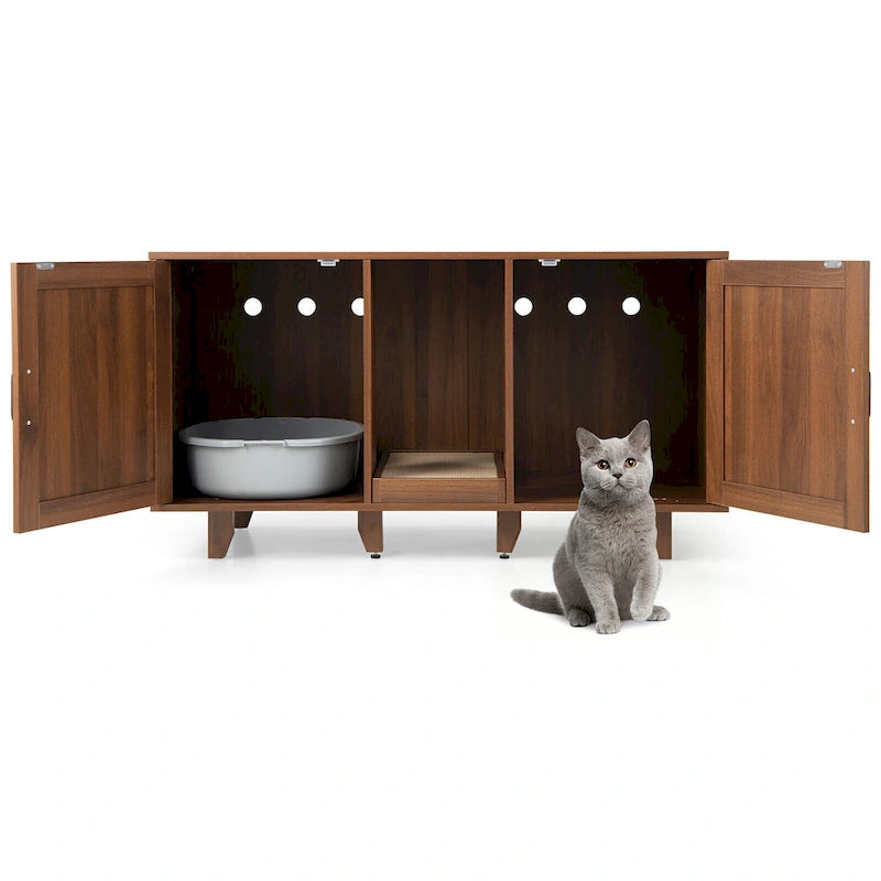 Meuble Cache Litière pour Chat, Maison de Toilette pour Chat avec