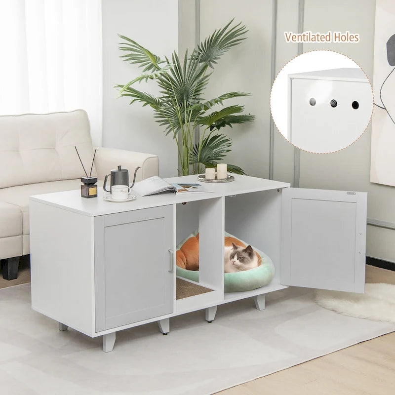 Meuble Cache Litière pour Chat, Maison de Toilette pour Chat avec
