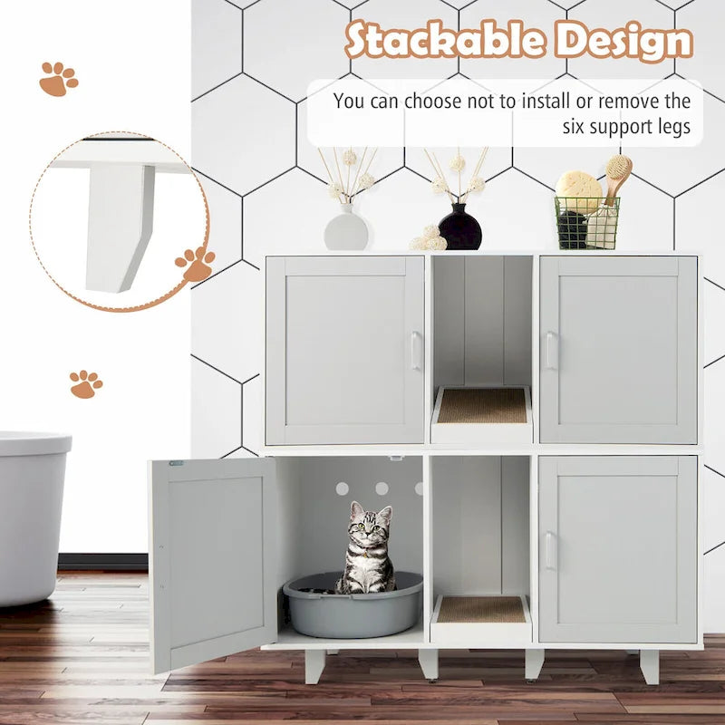 Meuble Cache Litière pour Chat, Maison de Toilette pour Chat avec