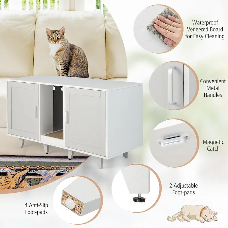Meuble Cache Litière pour Chat, Maison de Toilette pour Chat avec