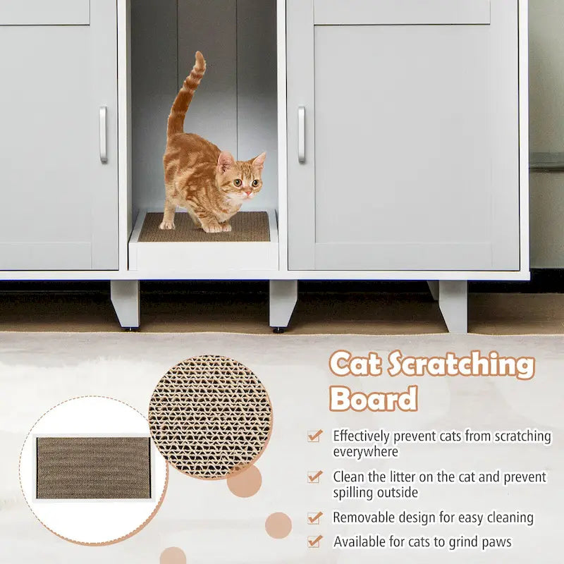 Meuble Cache Litière pour Chat, Maison de Toilette pour Chat avec