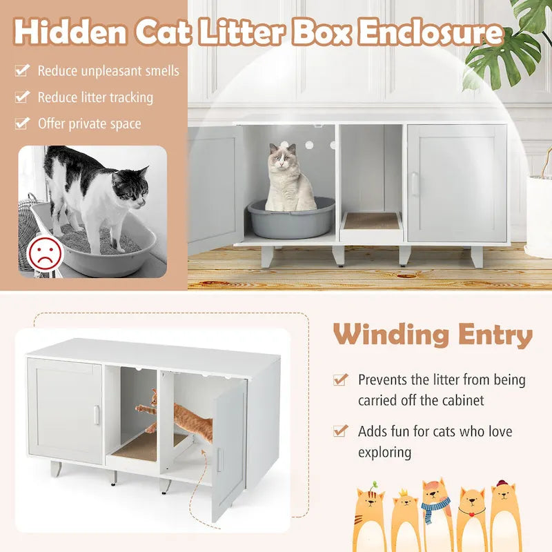 Meuble Cache Litière pour Chat, Maison de Toilette pour Chat avec