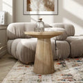 Table d'appoint moderne en bois massif avec base ronde