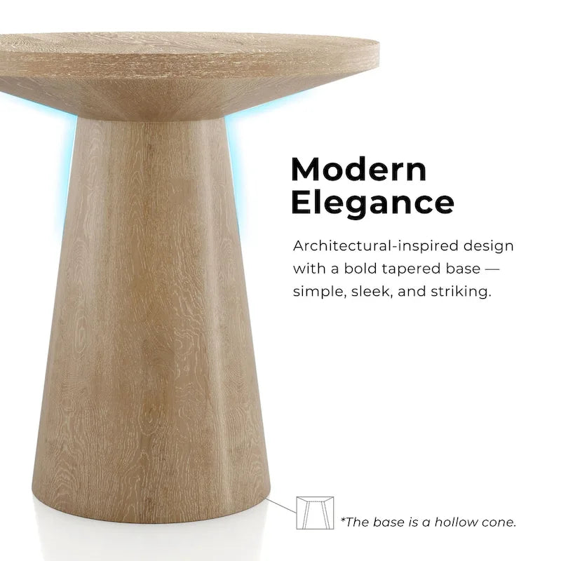 Table d'appoint moderne en bois massif avec base ronde