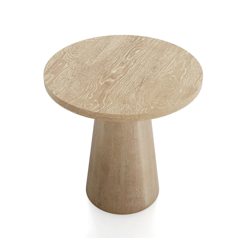 Table d'appoint moderne en bois massif avec base ronde