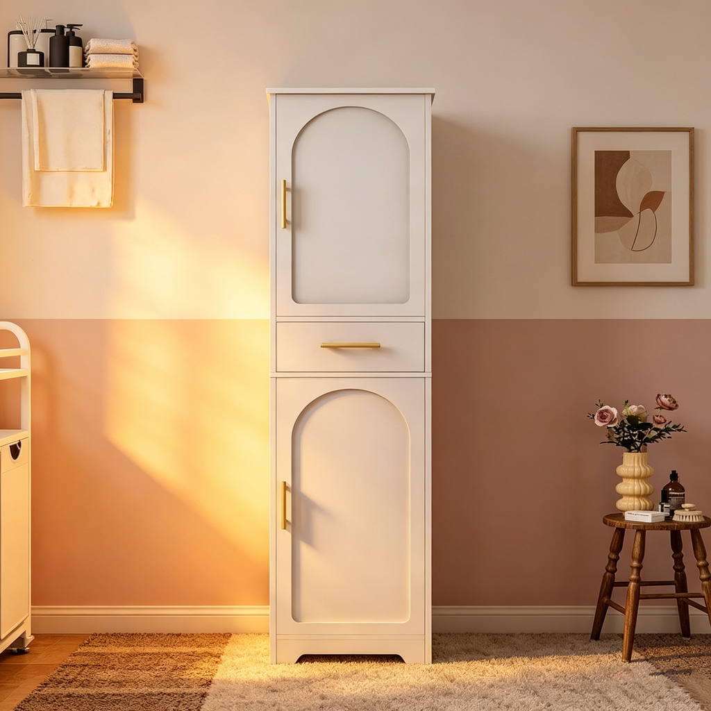 Meuble de rangement haut de salle de bain avec 2 portes – 30 P x 40 L x 170 H cm
