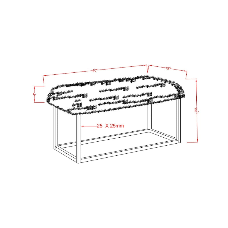 Banc d'entrée en métal de 40 pouces de style moderne