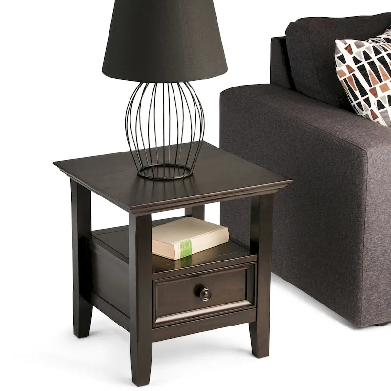 Table d'appoint carrée en bois massif de 48 cm