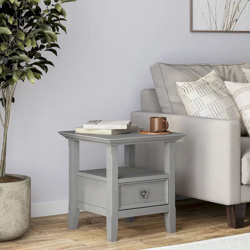 Table d'appoint carrée en bois massif de 48 cm