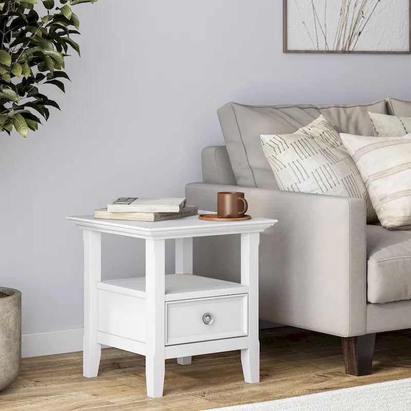 Table d'appoint carrée en bois massif de 48 cm