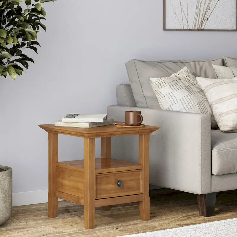 Table d'appoint carrée en bois massif de 48 cm
