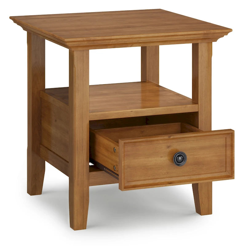 Table d'appoint carrée en bois massif de 48 cm