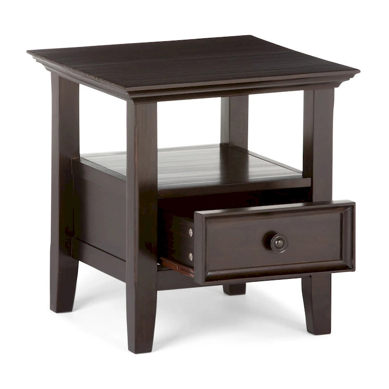 Table d'appoint carrée en bois massif de 48 cm