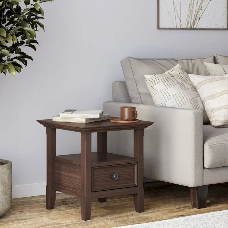 Table d'appoint carrée en bois massif de 48 cm