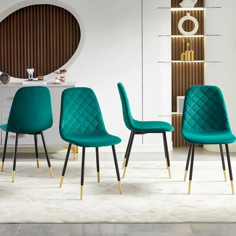 Chaises sans accoudoirs en velours capitonné (lot de 4)