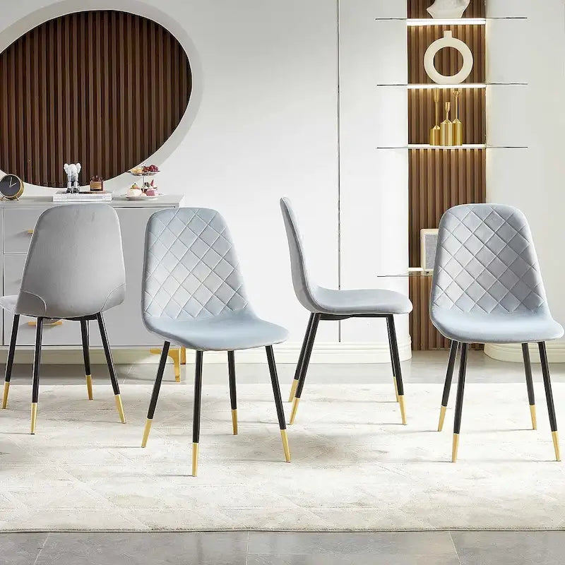 Chaises sans accoudoirs en velours capitonné (lot de 4)
