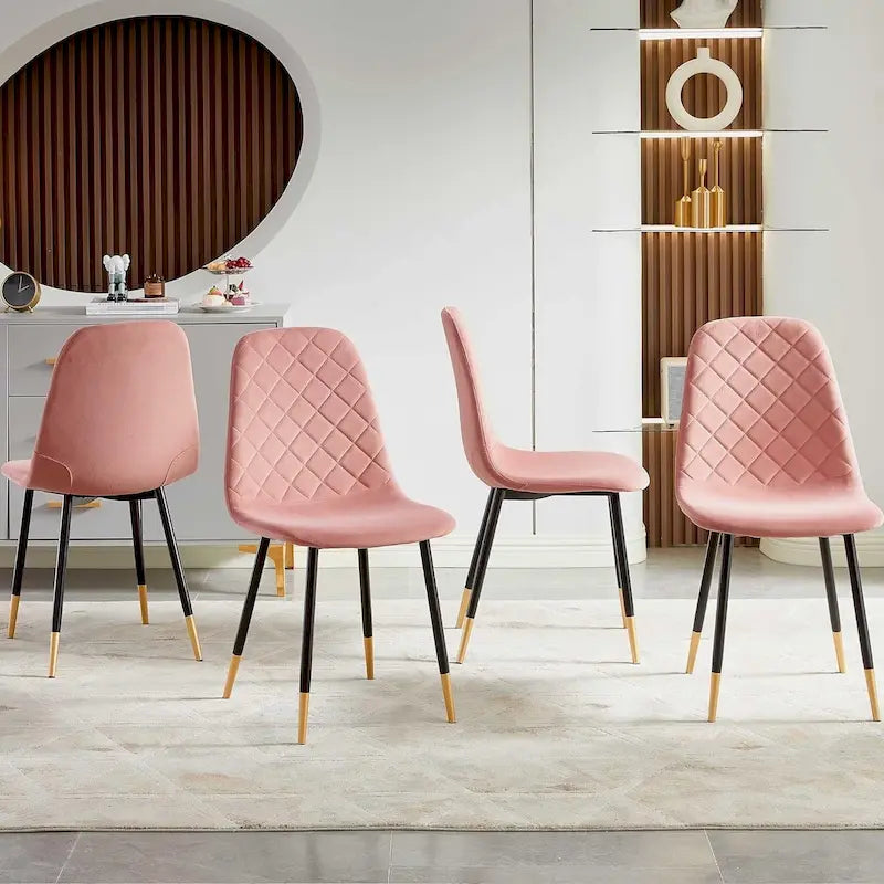 Chaises sans accoudoirs en velours capitonné (lot de 4)