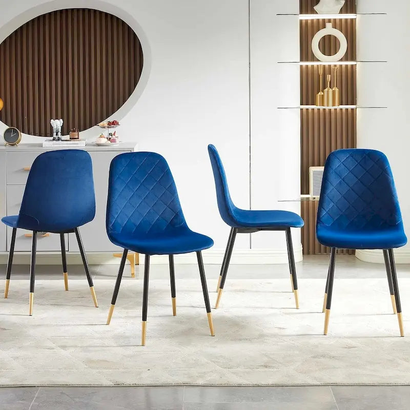 Chaises sans accoudoirs en velours capitonné (lot de 4)