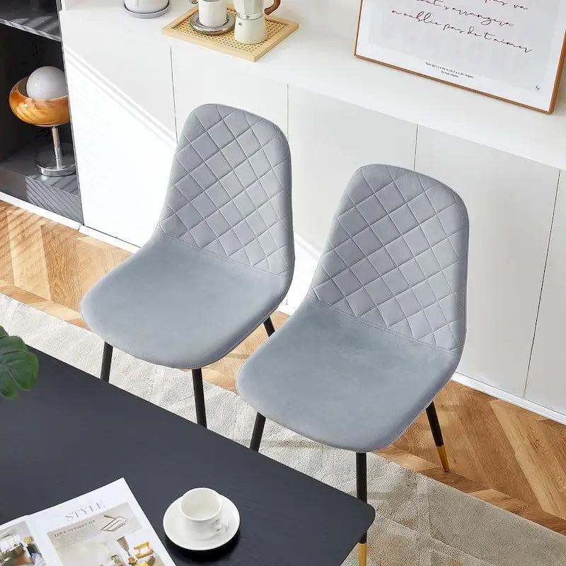 Chaises sans accoudoirs en velours capitonné (lot de 4)