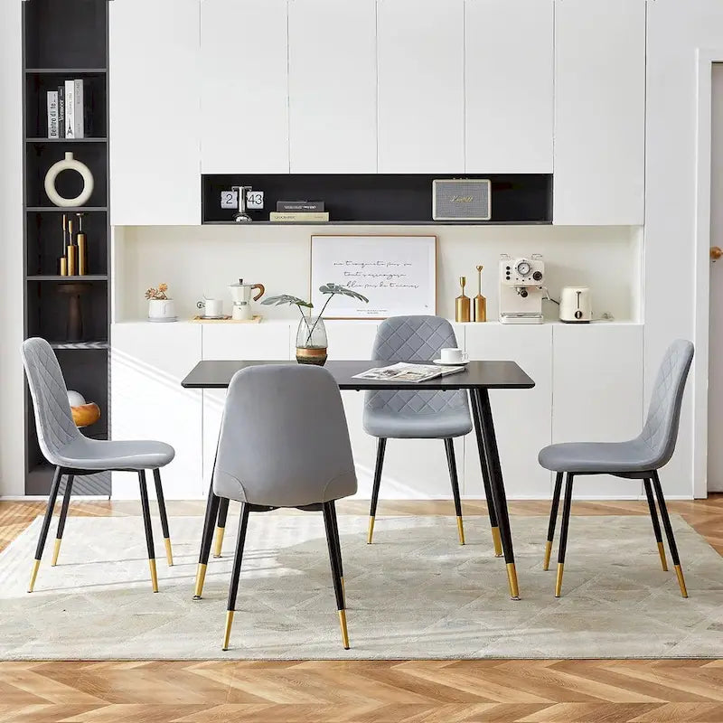 Chaises sans accoudoirs en velours capitonné (lot de 4)