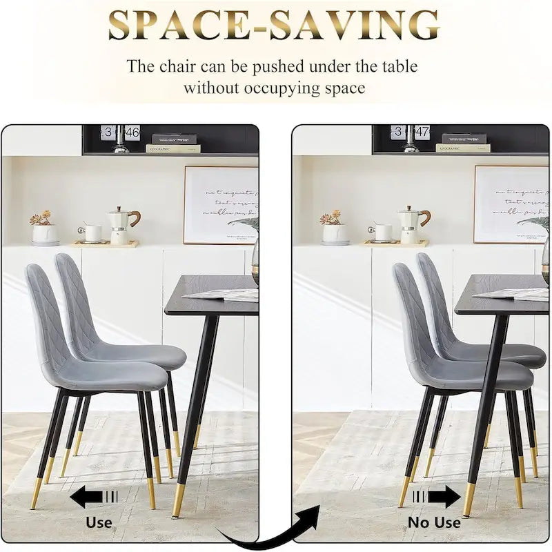 Chaises sans accoudoirs en velours capitonné (lot de 4)