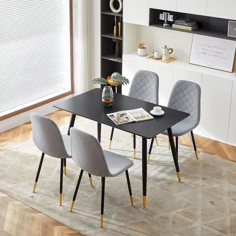Chaises sans accoudoirs en velours capitonné (lot de 4)