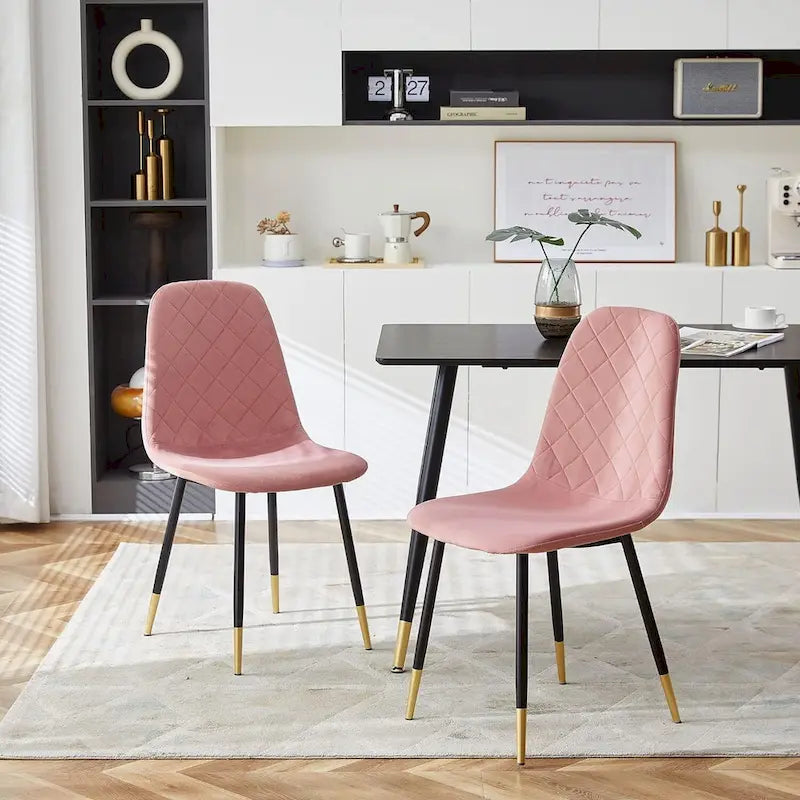 Chaises sans accoudoirs en velours capitonné (lot de 4)