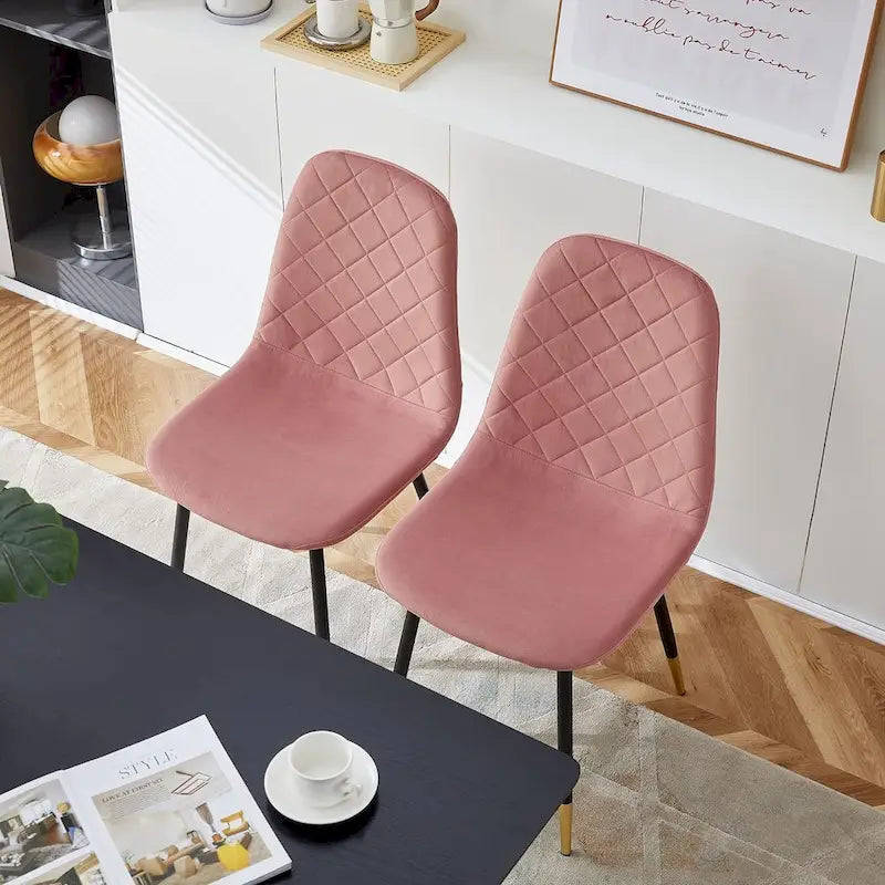 Chaises sans accoudoirs en velours capitonné (lot de 4)