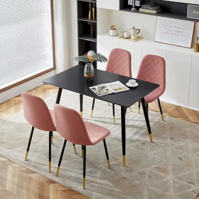 Chaises sans accoudoirs en velours capitonné (lot de 4)