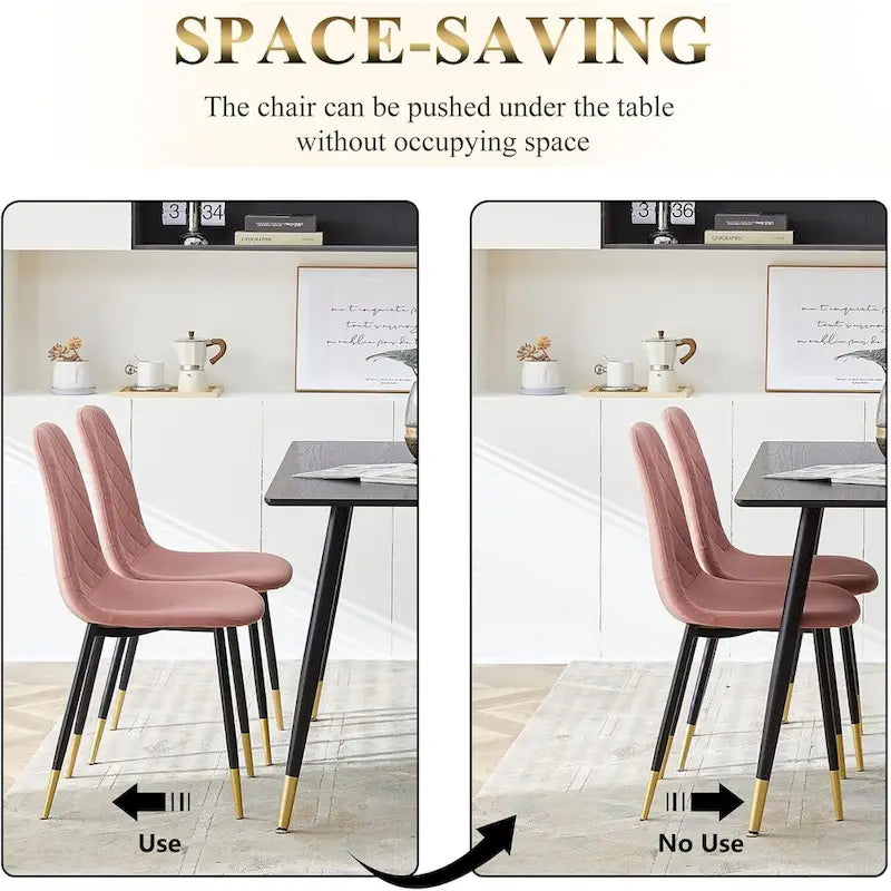 Chaises sans accoudoirs en velours capitonné (lot de 4)