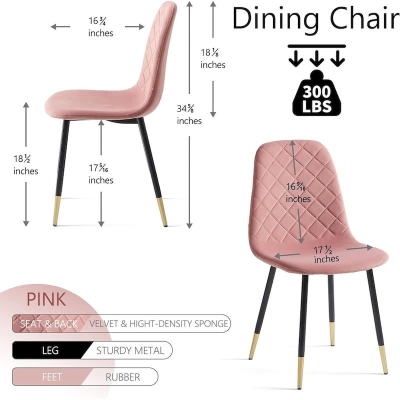 Chaises sans accoudoirs en velours capitonné (lot de 4)