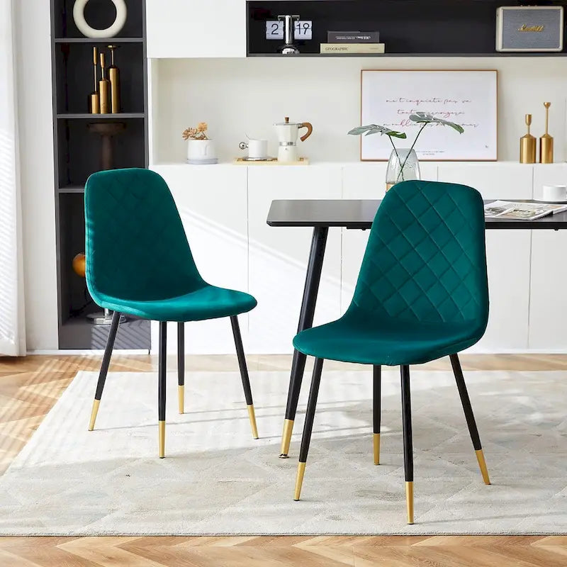 Chaises sans accoudoirs en velours capitonné (lot de 4)