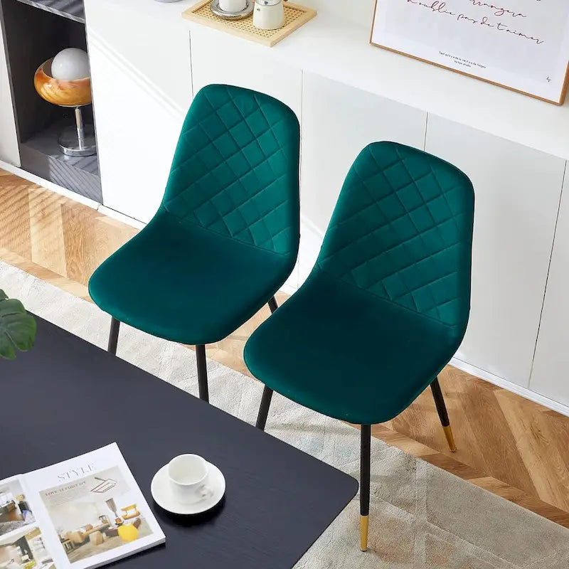 Chaises sans accoudoirs en velours capitonné (lot de 4)