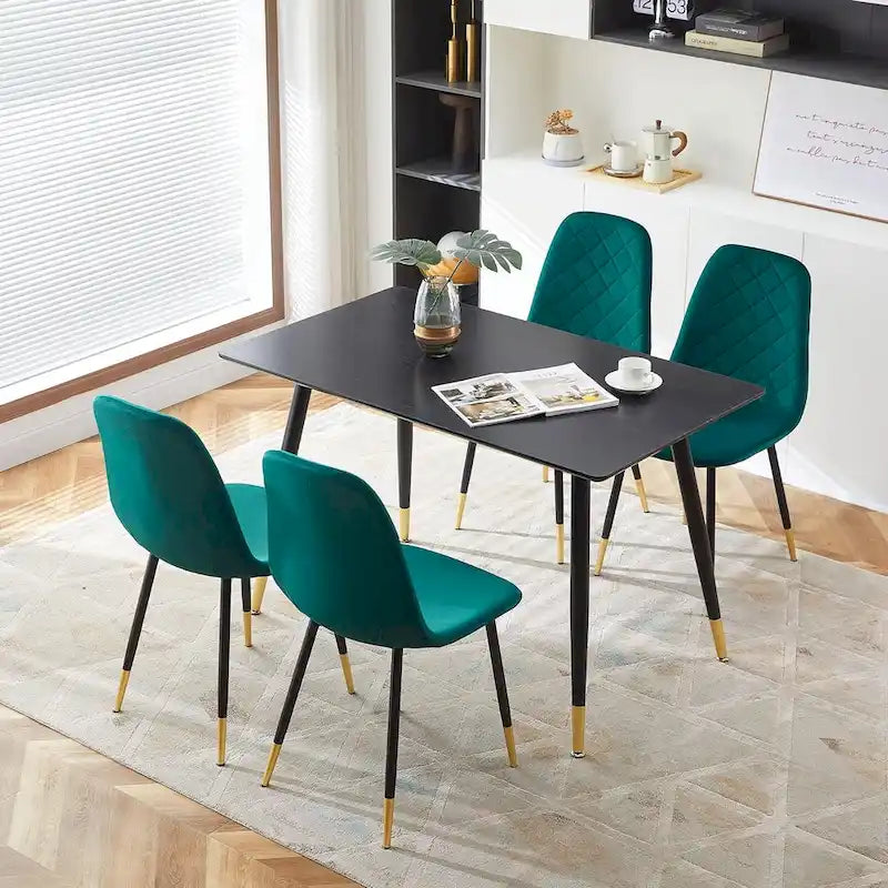 Chaises sans accoudoirs en velours capitonné (lot de 4)